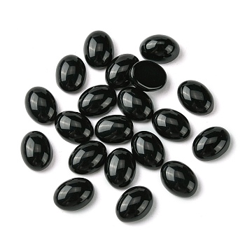 Synthetic Black Stone Cabochons, Oval, 8~8.5x6~6.5x2.5~3.5mm