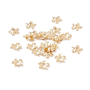 304 Stainless Steel Bead Caps, 5-Petal, Flower, Real 18K Gold Plated, 6.5x1.5mm, Hole: 1.2mm