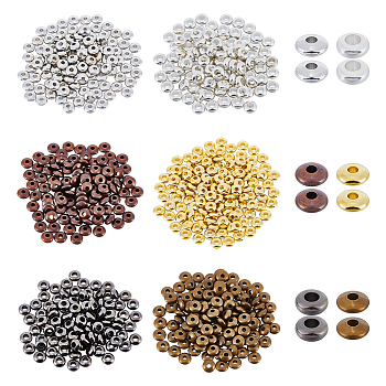 600Pcs 6 Colors Brass Spacer Beads, Cadmium Free & Lead Free, Rondelle, Mixed Color, 5x2mm, Hole: 1.5~2mm, 100pcs/color