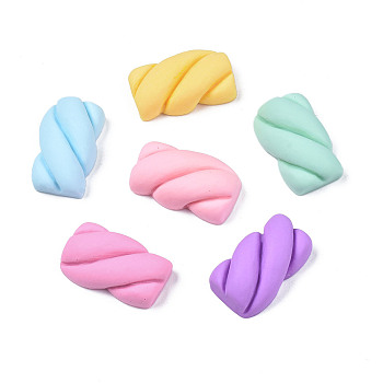 Marshmallow Opaque Resin Decoden Cabochons, for DIY Children's Day Jewely, Play Food, Imitation Food, Mixed Color, 23x14x8mm