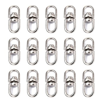 Alloy Double Eye Swivel Clasps, Swivel Snap Hook, Key Clasp Connectors, Platinum, 16x6.5x4.5mm, Hole: 4.5x4mm