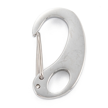 304 Stainless Steel Push Gate Snap Keychain Clasp Findings, Stainless Steel Color, 24x14x5.5mm, Hole: 7x4.4mm