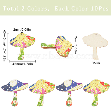Sunnyclue 20 Uds. 2 estilos colgantes de madera impresos(WOOD-SC0001-65)-2