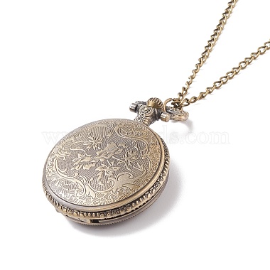 Saint Valentin Cadeaux alliage mélangé plat collier pendentif rond montre de poche(WACH-N012-M)-5
