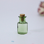 Mini High Borosilicate Glass Bottle Bead Containers, Wishing Bottle, with Cork Stopper, Cuboid, Lime, 1.4x2.5cm