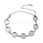Non-Tarnish 304 Stainless Steel Bracelet Making, with Flat Round Tray, Stainless Steel Color, 9.45 inch(24cm), Tray Size: 12mm(SA-CBAFBB7-02P-B)