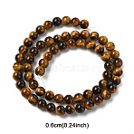 1 Strand Natural Tiger Eye Beads Strands, Round, 6mm, Hole: 1mm, about 60pcs/strand, 15 inch(G-YW0002-42C)