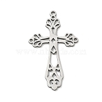 201 Stainless Steel Pendants, Filigree Cross Charms, Laser Cut, Stainless Steel Color, 32.5x19x1.5mm, Hole: 1.5mm(SA-CBA9671-20P)