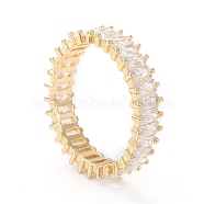 Brass Micro Pave Clear Cubic Zirconia Finger Rings, Real 18K Gold Plated, Size 9, Inner Diameter: 19mm(KK-D533-01G-C)