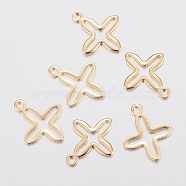 201 Stainless Steel Tiny Cross Charms, Real 18k Gold Plated, 13.5x11x0.7mm, Hole: 1mm(STAS-H436-42)