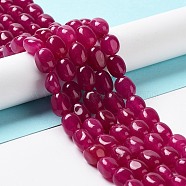 Natural Jade Beads Strands, Dyed, Nuggets, Tumbled Stone, Medium Violet Red, 9.5~11.5x8~8.5x7~8mm, Hole: 1mm, about 34~38pcs/strand, 14.76~15.16''(37.5~38.5cm)(G-E614-B01-04)
