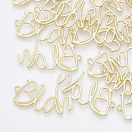 Alloy Pendants, Word Blah, Light Gold, 36.5x18x1mm, Hole: 1.8mm(X-PALLOY-T067-140LG)