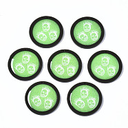Printed Acrylic Pendants, with Glitter Powder, Flat Round with Human Face, Light Green, 35x2mm, Hole: 1.5mm(KY-S163-349)