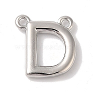 Rack Plating Brass Pendants, Long-Lasting Plated, Lead Free & Cadmium Free, Letter Charms, Platinum, Letter D, 10.5x9x2mm, Hole: 1mm(KK-L216-003P-D)