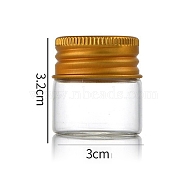 Clear Glass Bottles Bead Containers, Screw Top Bead Storage Tubes with Aluminum Cap, Column, Golden, 3x3cm, Capacity: 12ml(0.41fl. oz)(CON-WH0085-75A-02)