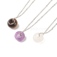 Gemstone Donut Pendant Necklace with 304 Stainless Steel Cable Chains for Women, 17.72 inch(45cm)(NJEW-JN03852-01)