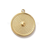 304 Stainless Steel Pendants, Flat Round Charm, Real 14K Gold Plated, 17.5x15.5x2.5mm, Hole: 1.4mm(STAS-B074-01G)