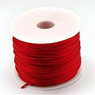 Nylon Thread, Rattail Satin Cord, Red, 1.5mm, about 100yards/roll(300 feet/roll)(NWIR-R025-1.5mm-700)