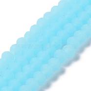 Imitation Jade Solid Color Glass Beads Strands, Faceted, Frosted, Rondelle, Cyan, 10mm, Hole: 1mm(EGLA-A034-J10mm-MD04)