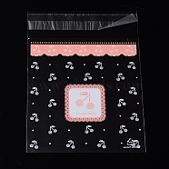 Rectangle OPP Cellophane Bags, with Cherry Pattern, Pearl Pink, 14x9.9cm, Unilateral Thickness: 0.035mm, Inner Measure: 11x9.9cm, about 95~100pcs/bag(OPC-L001-18)