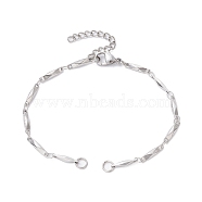 304 Stainless Steel Faceted Bar Link Chain Bracelet Makings, Fit for Connector Charms, with Lobster Claw Clasp & Chain Extender, Stainless Steel Color, 6-3/4 inch(17.3cm), Hole: 3.5mm(AJEW-JB01184-02)