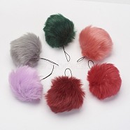 Pom Pom Ball Mobile Straps, with Fake Rabbit Hair, Mixed Color, 115mm(X-MOBA-G065-A)