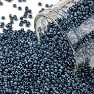 TOHO Round Seed Beads, Japanese Seed Beads, Matte, (511F) High Metallic Frost Mediterranean Blue, 15/0, 1.5mm, Hole: 0.7mm, about 15000pcs/50g(SEED-XTR15-0511F)