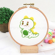 DIY Cartoon Animal Embroidery Sets, Including Imitation Bamboo Frame, Plastic & Alloy Pins, Cloth, Colorful Threads, Dragon Pattern, 37~190x1~195x0.6~8.5mm, Inner Diameter: 107mm(DIY-G037-02D)