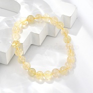 Natural Citrine Beaded Stretch Bracelets, Round, 2 inch(52mm)(BJEW-I253-8mm-21)