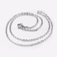304 Stainless Steel Cable Chain Necklaces, with Lobster Claw Clasps, Stainless Steel Color, 17.7 inch(45cm), 2.5mm(NJEW-I205-17P)