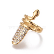 Ion Plating(IP) 304 Stainless Steel Finger Rings, with Rhinestone, Golden, Crystal, US Size 4 1/4(15mm)(RJEW-E157-08G-15mm-C)