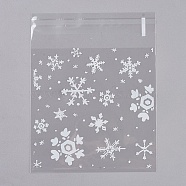 Printed Plastic Bags, with Adhesive, Snowflake, Clear, 9.9x10cm, about 95~100pcs/bag(X-PE-WH0003-02A)