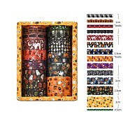 14 Rolls Halloween Theme Paper Decorative Paper Tapes Set, Adhesive Tapes, for DIY Scrapbooking Supplie Gift Decoration, Mixed Color, 5~30x0.2mm, 2m/roll(STIC-H002-12B)