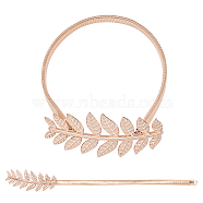 Curtain Tieback, Alloy Spring Design, Suitable for Most Curtains, Easy to Use, Leaf, Light Gold, 370x11x4mm(AJEW-WH0168-14A)