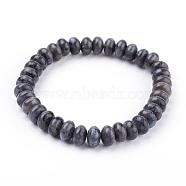 Natural Labradorite Beads Stretch Bracelets, 2 inch(52mm)(BJEW-JB03376-01)