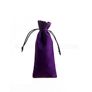Velvet Storage Bags, Drawstring Pouches Packaging Bag, Rectangle, Indigo, 15x6cm(PW-WG27442-03)