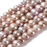 Natural Cultured Freshwater Pearl Beads Strands, Potato, Grade 2A+, Rosy Brown, 8~10x7~8mm, Hole: 0.6mm, about 46pcs/strand, 13.86''(35.2cm)(PEAR-E018-20)