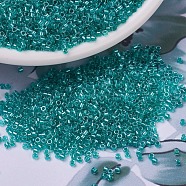 MIYUKI Delica Beads, Cylinder, Japanese Seed Beads, 11/0, (DB0904) Sparkling Aqua Green Lined Crystal, 1.3x1.6mm, Hole: 0.8mm, about 20000pcs/bag, 100g/bag(SEED-J020-DB0904)