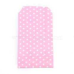 Kraft Paper Bags, No Handles, Storage Bags, White Polka Dot Pattern, Wedding Party Birthday Gift Bag, Pearl Pink, 15x8.3x0.02cm(CARB-I001-04H)