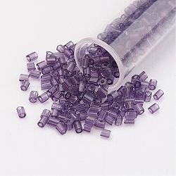 11/0 Two Cut Round Hole Glass Seed Beads, Hexagon, Transparent Colours, Medium Purple, 2x2mm, Hole: 0.5mm, about 41000pcs/pound(SEED-G006-2mm-13)