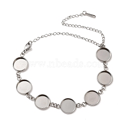 Non-Tarnish 304 Stainless Steel Bracelet Making, with Flat Round Tray, Stainless Steel Color, 9.45 inch(24cm), Tray Size: 12mm(SA-CBAFBB7-02P-B)