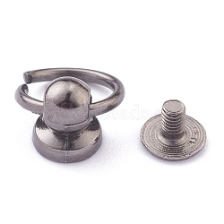 Alloy Ball Studs Rivets, for DIY Leather Craft, Handbag, Purse Accessories, with Philip's Head Screw and Jump Rings, Gunmetal, 19mm, Hole: 10mm, Ring: 13x1.5mm, Screw: 3x5x8mm(PALLOY-Z002-02A-B)