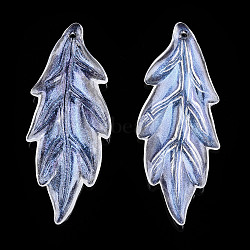 Transparent Acrylic Pendants, Glitter Powder, Leaf, Clear, 43x17.5x3mm, Hole: 1.4mm, about 537 pcs/500g(OACR-T003-47)