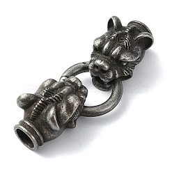 Tibetan Style 304 Stainless Steel Spring Gate Rings, Antique Silver, 50mm(FIND-Z046-02AS-04)