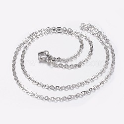 Non-Tarnish 304 Stainless Steel Cable Chain Necklaces, with Lobster Claw Clasps, Stainless Steel Color, 17.7 inch(45cm), 2.5mm(NJEW-I205-17P)