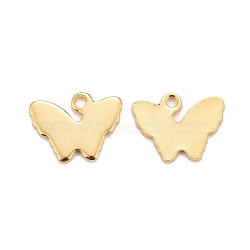 201 Stainless Steel Charms, Butterfly, Real 24k Gold Plated, 8.5x11.5x0.7mm, Hole: 1.2mm(X-STAS-K217-78G)