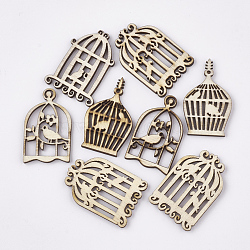 Unfinished Wooden Cabochons, Laser Cut Wood Shapes, Birdcage, PapayaWhip, 25~25.5x15.5~18.5x2mm(X-WOOD-T011-07)