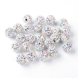 Polymer Clay Rhinestone Beads, Pave Disco Ball Beads, Grade A, Crystal AB, PP13(1.9~2mm), 10mm, Hole: 1mm(RB-Q184-24)