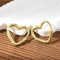 Brass Huggie Hoop Earrings, Long-Lasting Plated, Heart, Golden, 14x15x1.5mm, Pin: 1mm(EJEW-C502-09G)