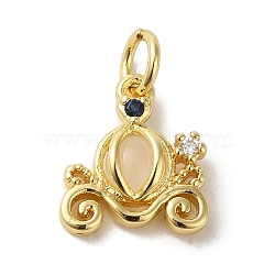 Brass Micro Pave Colorful Cubic Zirconia Glass Pendants, Real 18K Gold Plated, Pumpkin, 13x11x3.5mm, Hole: 3.2mm(X-KK-R162-026C-G)